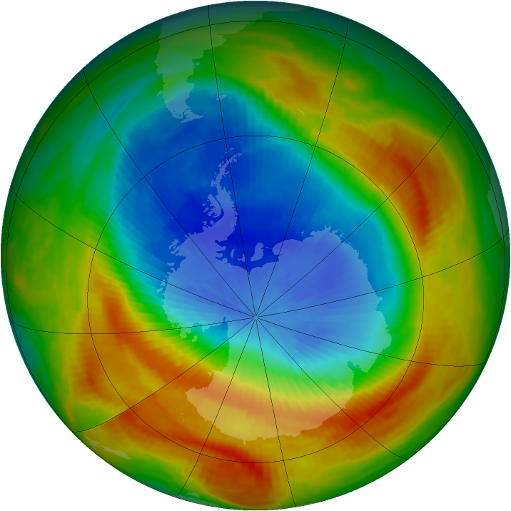 Antarctic ozone map for 21 October 1988